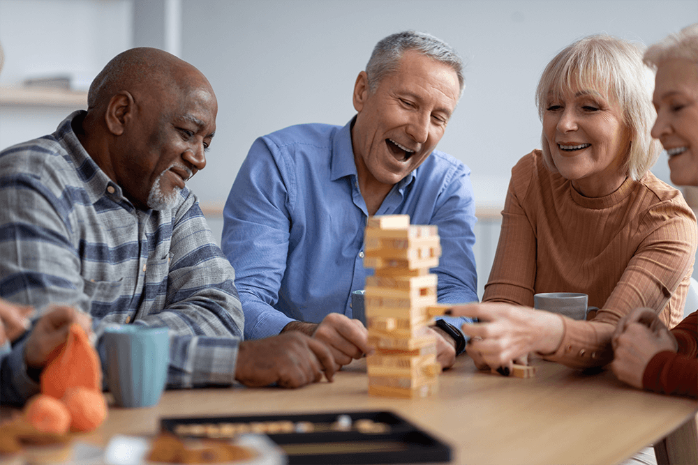 people playing Jenga